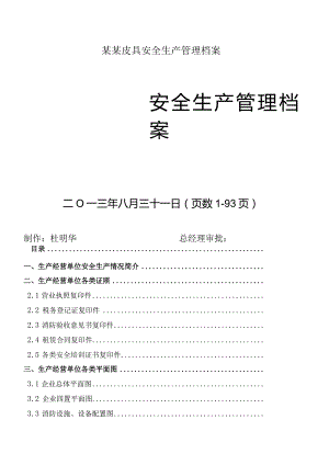 某某皮具安全生产管理档案.docx