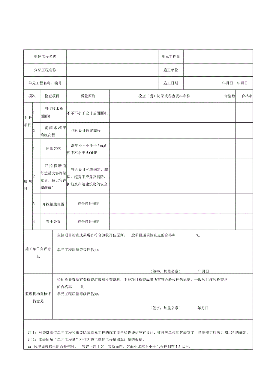 河道疏浚工程施工质量评定表.docx_第1页