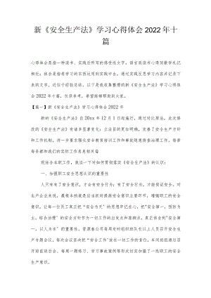 新《安全生产法》学习心得体会2022年十篇.docx