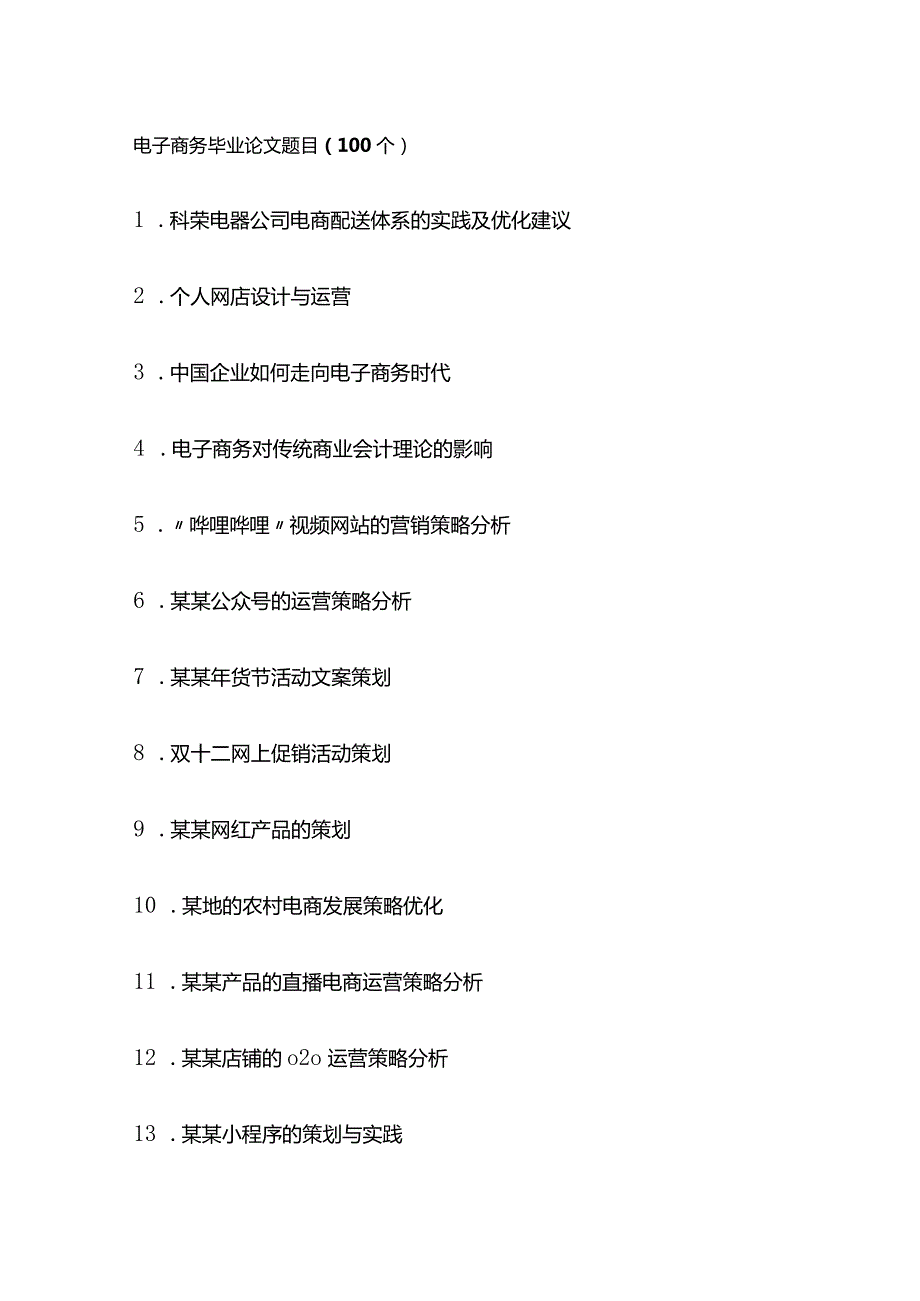 电子商务毕业论文题目（100个）.docx_第1页