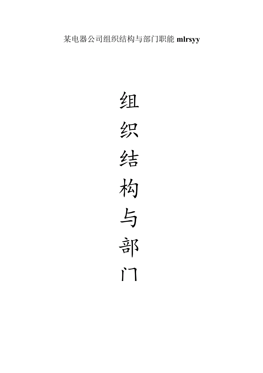 某电器公司组织结构与部门职能mlrsyy.docx_第1页