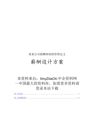 某某公司薪酬体制的管理定义.docx