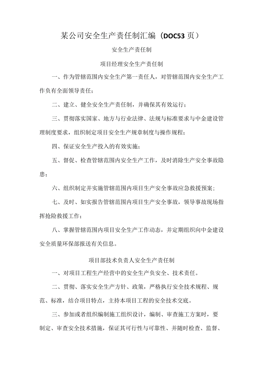 某公司安全生产责任制汇编(DOC53页).docx_第1页