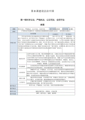 推荐最新国规教材新课标中职职业道德与法治17.第8课第一框《科学立法、严格执法、公正司法、全民守法》.docx