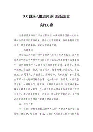 XX县深入推进跨部门综合监管实施方案.docx