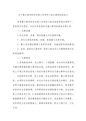 关于重大事项科学决策工作领导小组议事规则的范文.docx