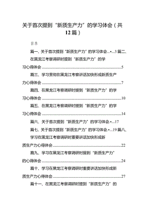 2024关于首次提到“新质生产力”的学习体会12篇（最新版）.docx