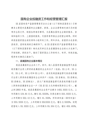 国有企业投融资工作和经营管理情况汇报.docx