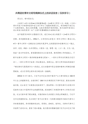 共青团在青年文明号揭牌仪式上的讲话发言.docx