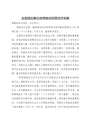 在民营经济高质量发展会议上的汇报发言.docx