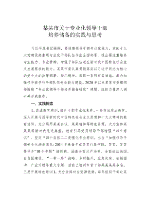 某某市关于专业化领导干部培养储备的实践与思考.docx