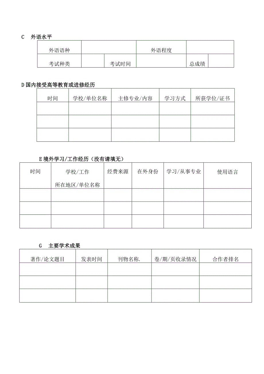 北京舞蹈学院公派留学个人申请表.docx_第2页