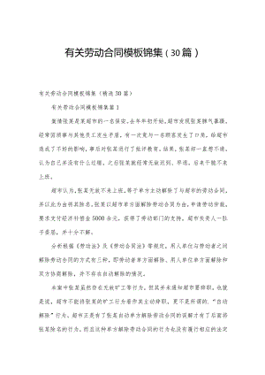 有关劳动合同模板锦集（30篇）.docx