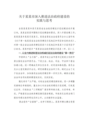 关于某某市深入推进法治政府建设的实践与思考.docx