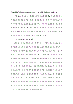 司法局凝心铸魂主题教育读书班上的研讨发言材料.docx