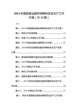 2024年道路春运服务保障和安全生产工作方案12篇（最新版）.docx