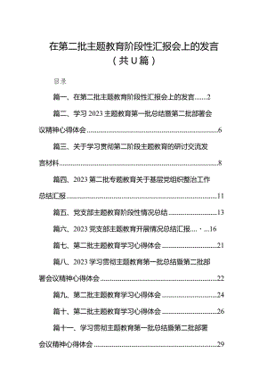 在第二批专题教育阶段性汇报会上的发言11篇（精选版）.docx