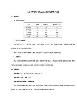 乐山世豪广场车位返租销售方案.docx