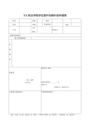 XX职业学院学生意外伤病补助申请表.docx