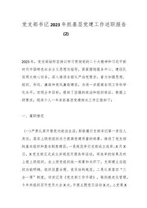 党支部书记2023年抓基层党建工作述职报告（2）.docx