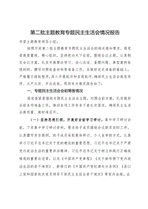 局第二批主题教育专题民主生活会情况报告.docx