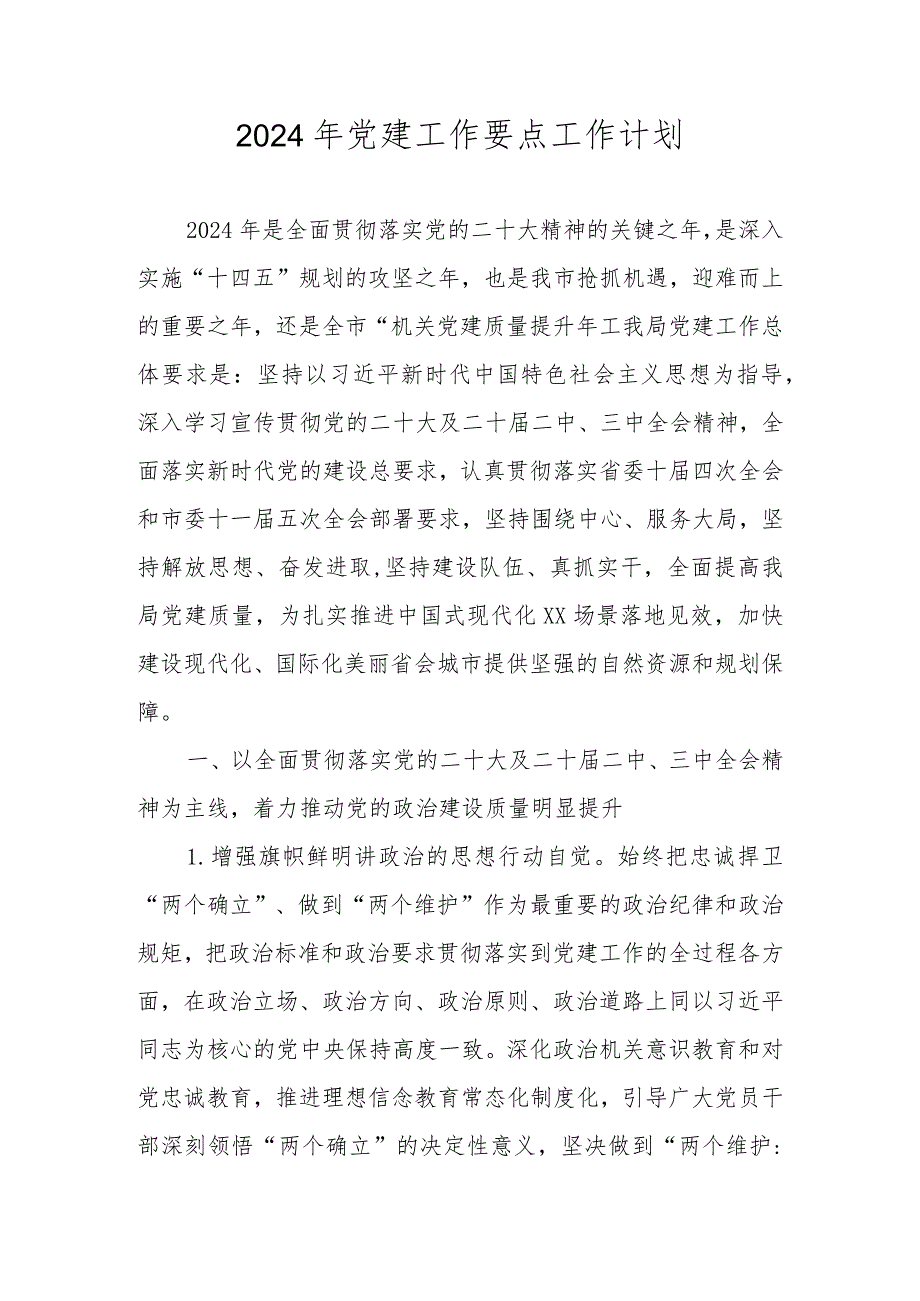 2024年党建工作要点、工作计划.docx_第1页