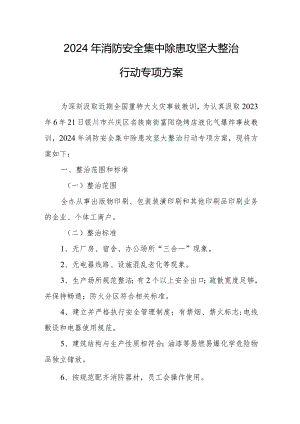 三甲医院2024年消防安全集中除患攻坚大整治行动工作方案 （合计7份）.docx