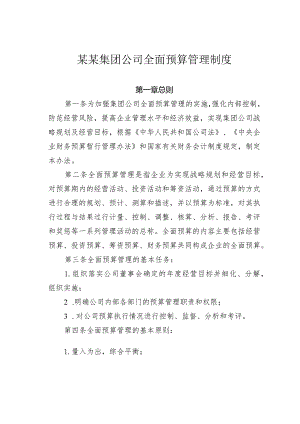 某某集团公司全面预算管理制度.docx