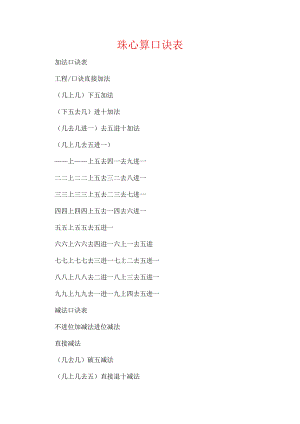 【珠心算口诀表】.docx