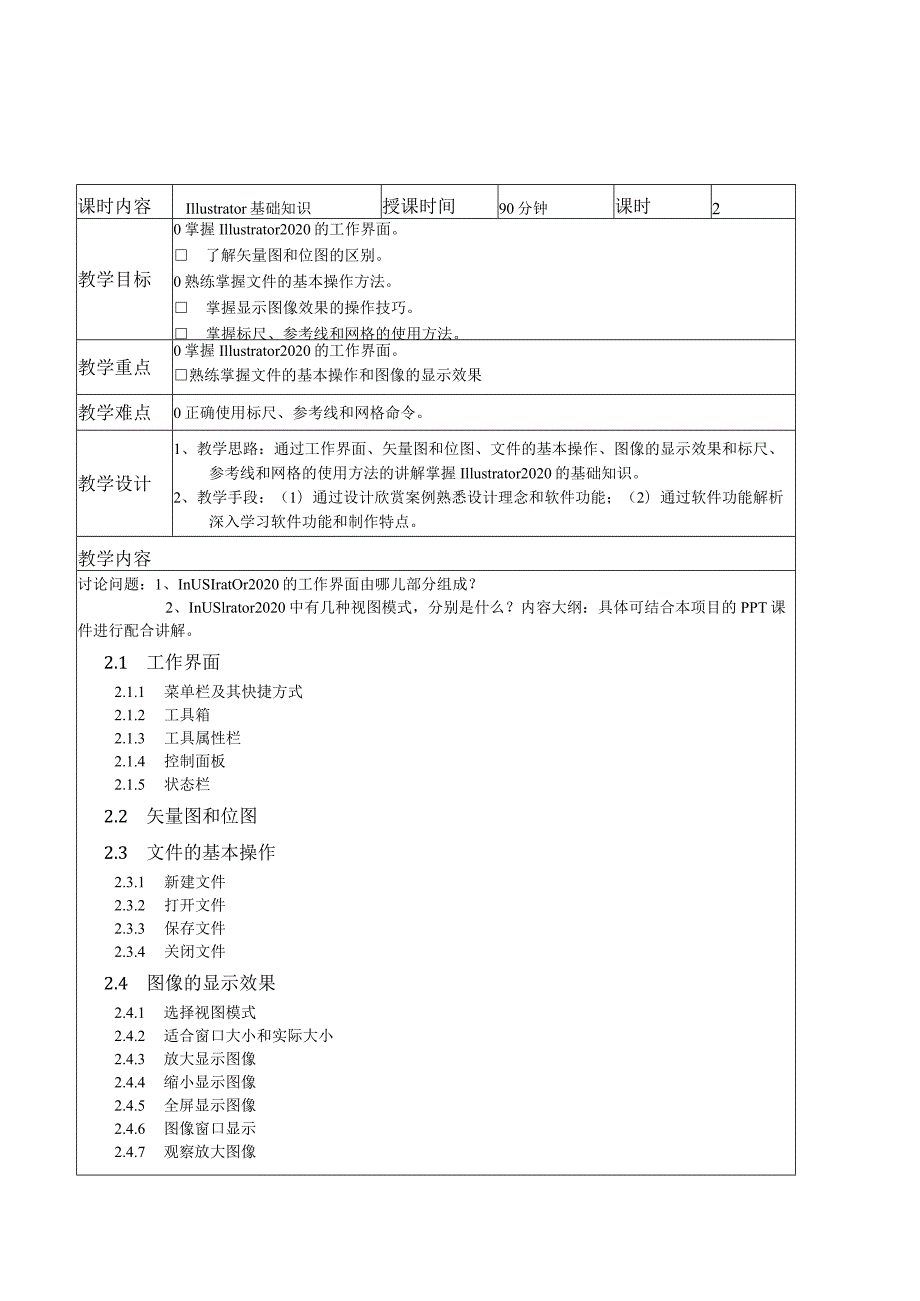 Illustrator核心应用案例教程（全彩慕课版）（Illustrator2020）教案全套第1--9讲初识Illustrator2020---商业案例.docx_第2页