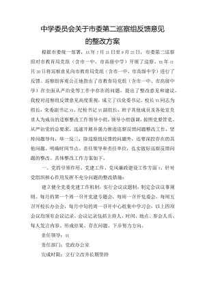 中学委员会关于市委第二巡察组反馈意见的整改方案.docx