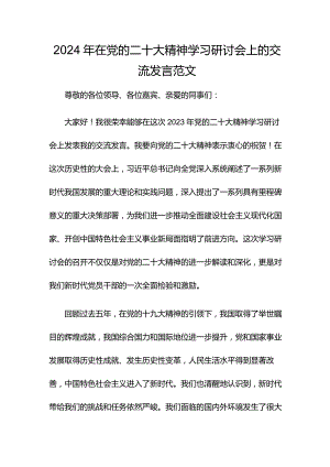 2024年在党的二十大精神学习研讨会上的交流发言范文.docx