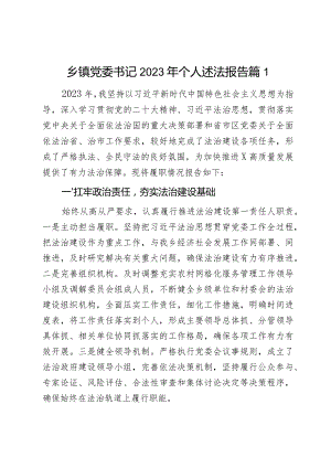 乡镇党委书记2023年个人述法报告3篇.docx