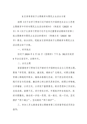 x区委常委班子主题教育专题民主生活会方案.docx