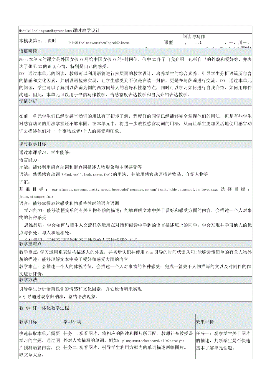 Module1Unit2IfeelnervouswhenIspeakChinese教学设计.公开课教案教学设计课件资料.docx_第1页