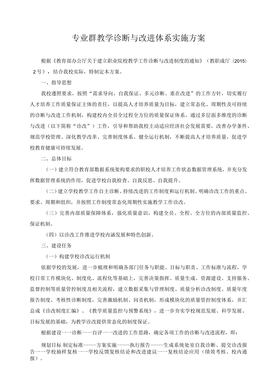 专业群教学诊断与改进体系实施方案.docx_第1页