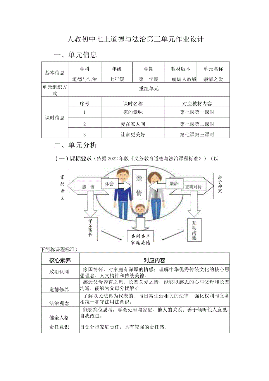 人教初中七上道德与法治第三单元作业设计(22页).docx_第1页