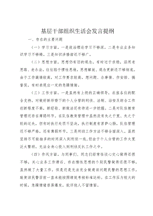 3基层干部组织生活会讲话提纲.docx