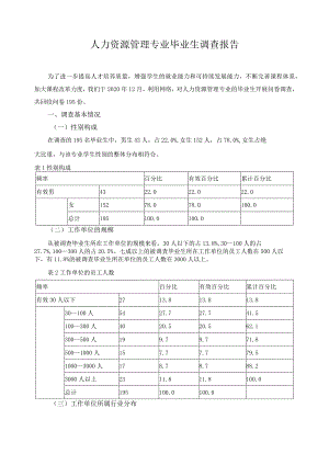 人力资源管理专业毕业生调查报告.docx