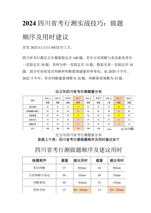 2024四川省考行测实战技巧：做题顺序及用时建议.docx