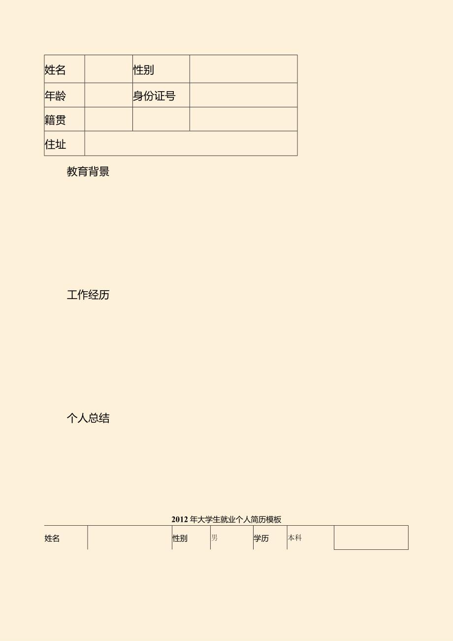 个人简历模板[万能版].docx_第1页