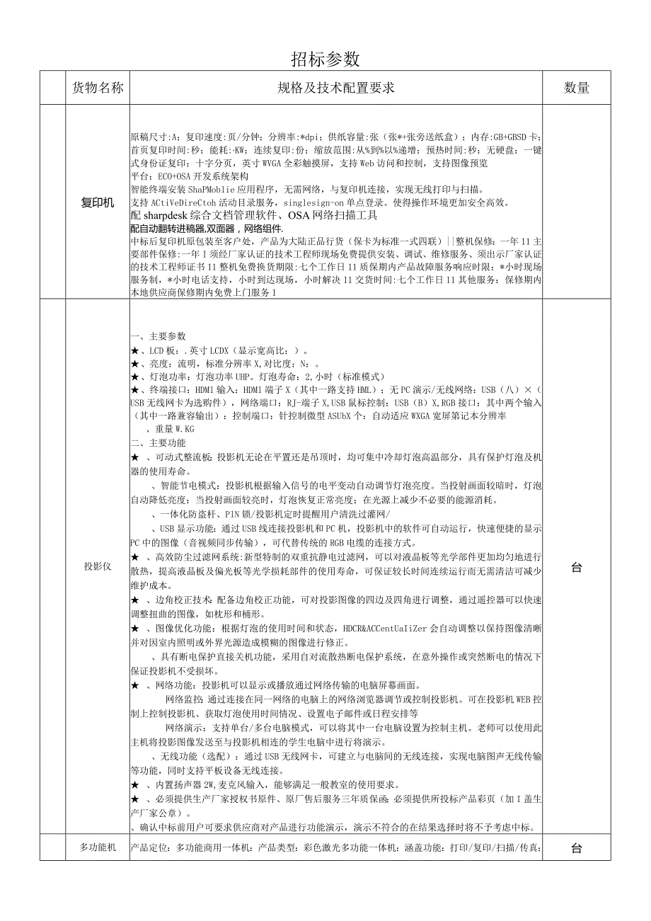 中心小学复印机-复印机招投标书范本.docx_第1页