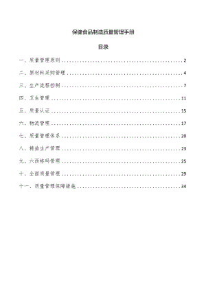 保健食品制造质量管理手册.docx