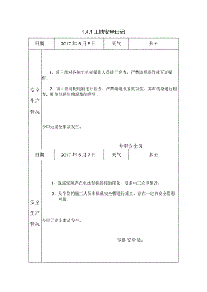 [施工资料]工地安全日记(61).docx