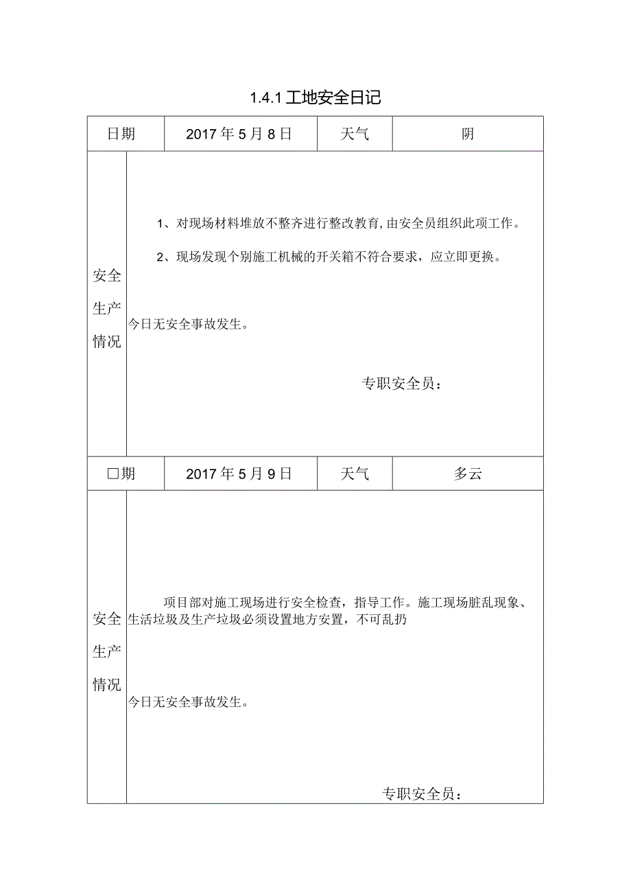 [施工资料]工地安全日记(62).docx_第1页