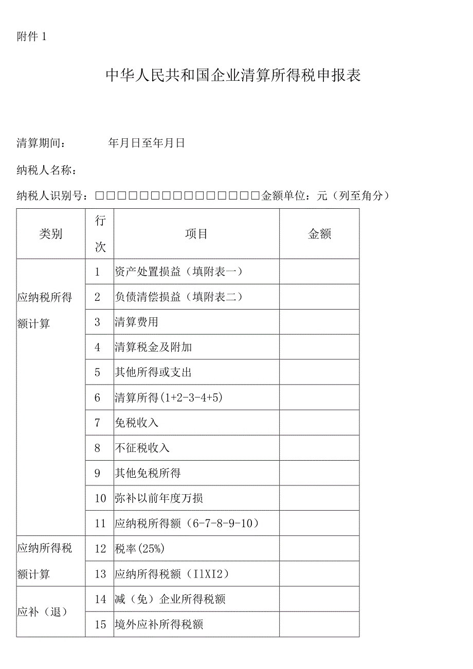 中华人民共和国企业清算所得税申报表.docx_第1页