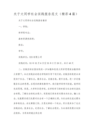 关于大学生社会实践报告范文（精彩4篇）.docx