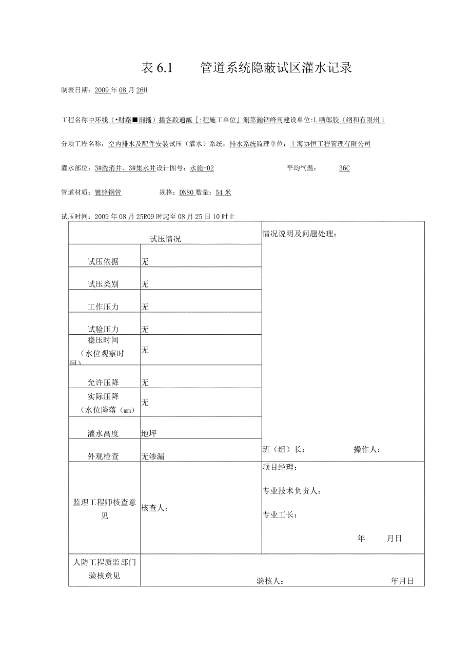 表6.1 管道系统隐蔽试压灌水记录001.docx_第1页