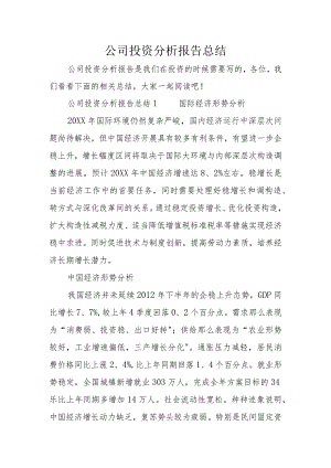 公司投资分析报告文书总结.docx