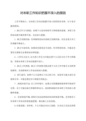 工作不够深入,对本职工作知识把握不深入的原因.docx